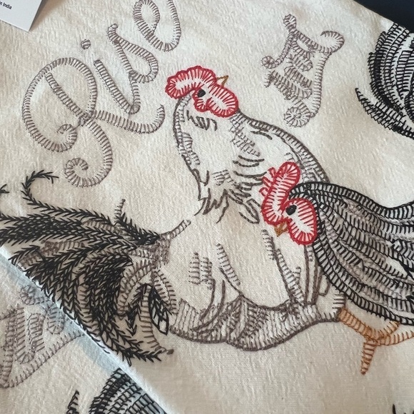 Rise & Shine embroidered white kitchen towels (2) - Picture 3 of 5